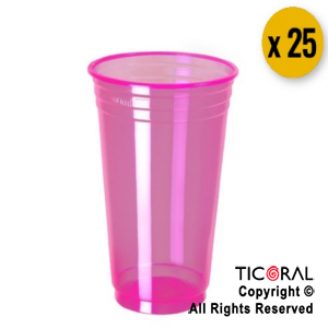 VASO NEON FLUO 300CC ROSA COPOBRAS x 25 unid